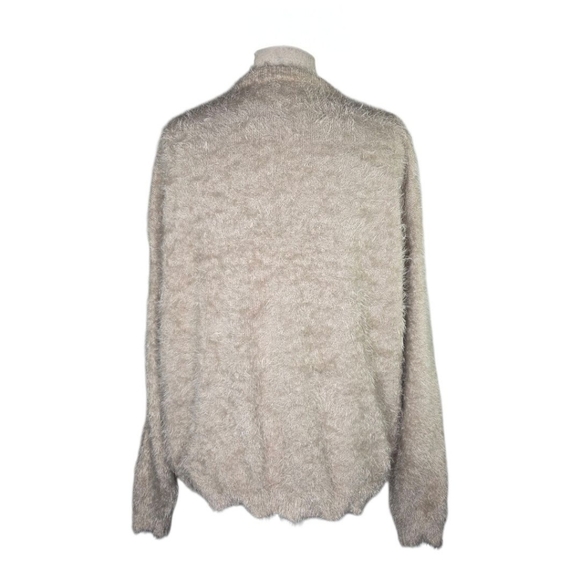 Andrée by Unit WEEKEND Fuzzy Sweater Beige Black Plus Size 1X Cozy Pullover - Picture 4 of 7